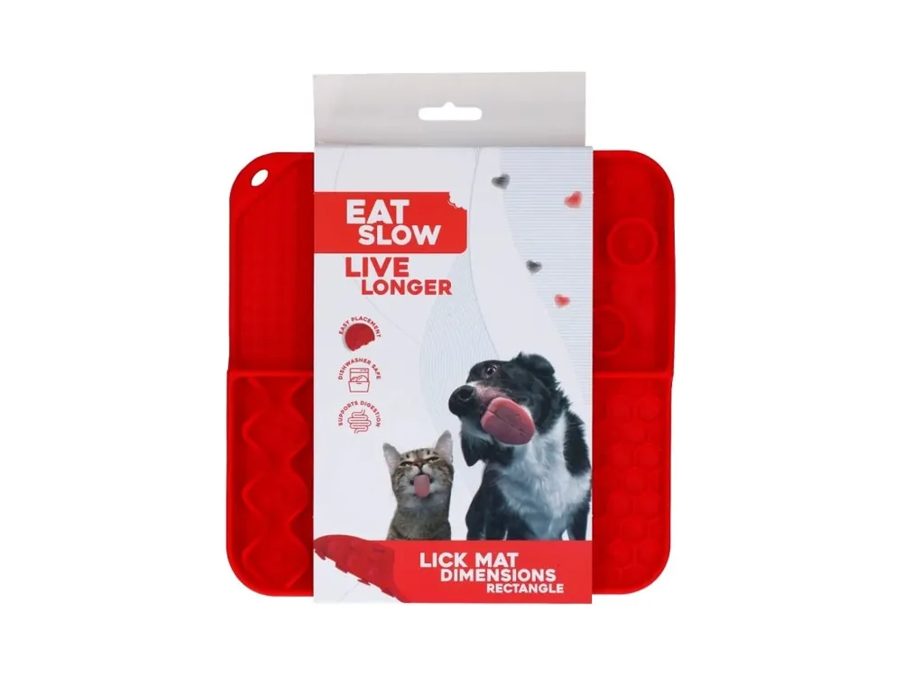 Výprodej Eat Slow Live Longer lízací zpomalovací podložka Rectangle červená