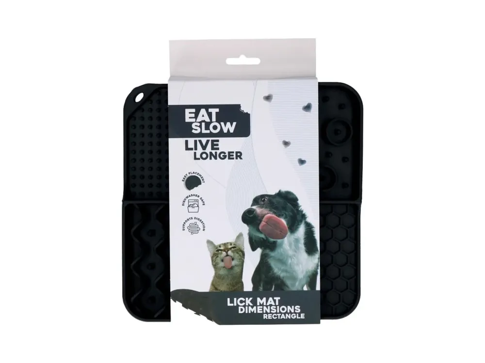 Bezpečná Platba Eat Slow Live Longer lízací zpomalovací podložka Rectangle šedá