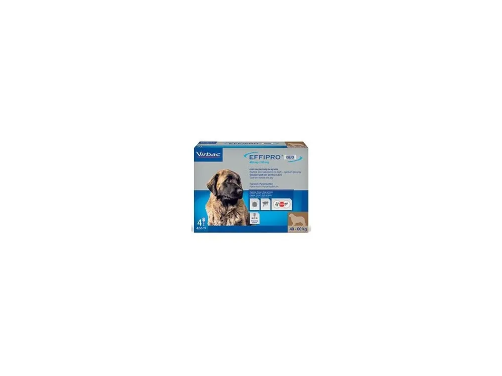 Sezónní Sleva Effipro DUO Dog XL (40-60kg) 402/120 mg, 4x4,02ml