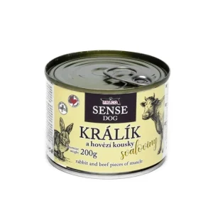 FALCO SENSE Dog králík a hovězí kousky svaloviny, konzerva 200 g Speciální Cena