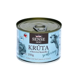 FALCO SENSE Dog krůta a hovězí kousky svaloviny, konzerva 200 g Nízká Cena