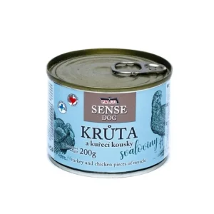 Top Prodej FALCO SENSE Dog krůta a kuřecí kousky svaloviny, konzerva 200 g