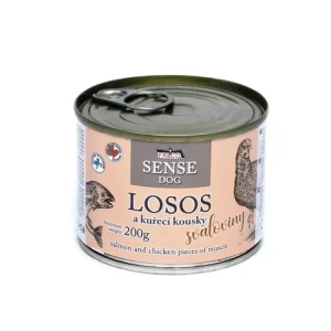 Tovární Cena FALCO SENSE Dog losos a kuřecí kousky svaloviny, konzerva 200 g