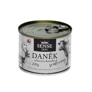 FALCO SENSE Dog daněk a hovězí kousky svaloviny, konzerva 200 g Sezónní Sleva