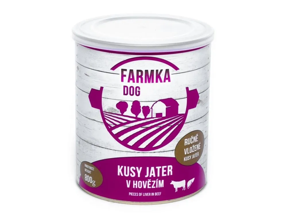Vrácení Zdarma FARMKA Dog s játry, konzerva 800 g