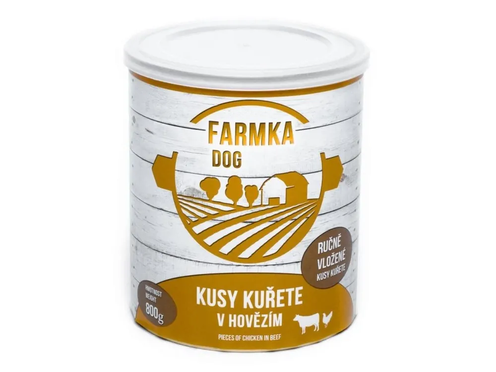 Jen Po Omezenou Doba FARMKA Dog s kuřetem, konzerva 800 g