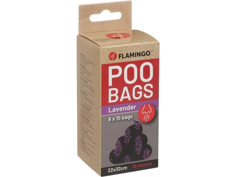 Flamingo Basic Scent Sáčky s levandulovou vůní na exkrementy 8x15ks Speciální Cena