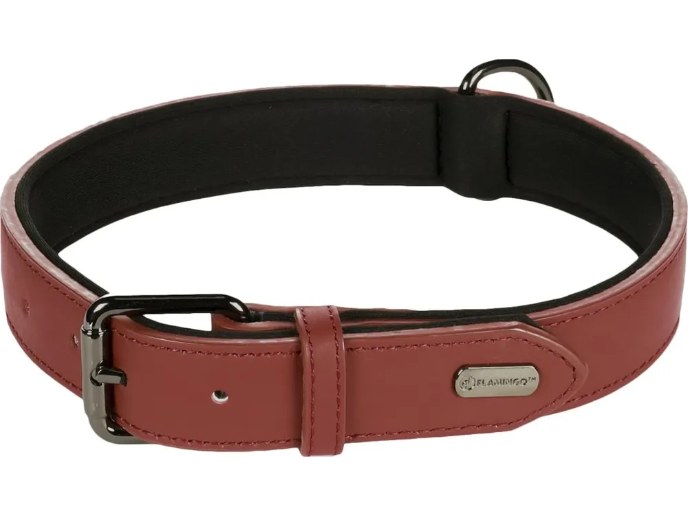 Top Prodej Flamingo Binti Kožený obojek s neoprenem Červená XL