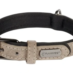 Aktuální Flamingo Delu Obojek s neoprenovým polstrováním Taupe XS/S