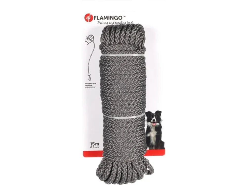 Flamingo Pletené vodítko šedé pro psy 15mx8mm Nízká Cena