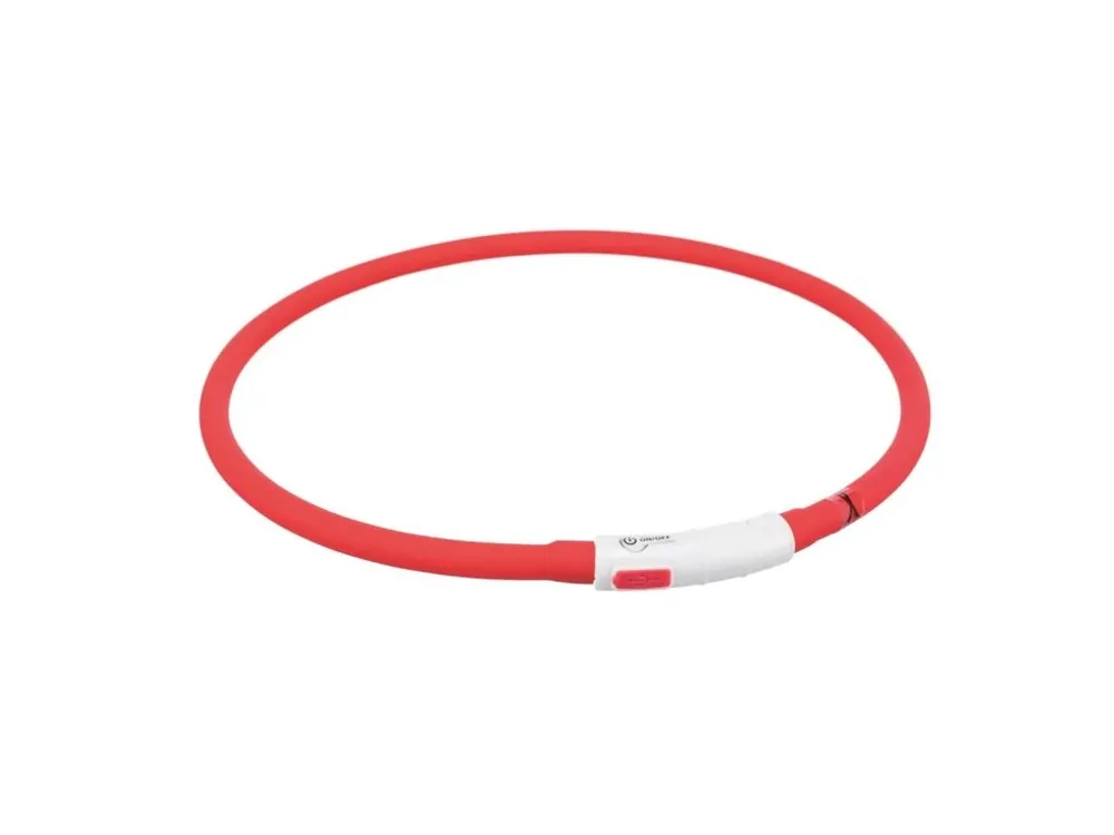 Sezónní Sleva Flash USB svítící obojek XS-XL 70 cm / 10 mm, - červená (RP 2,10 Kč)