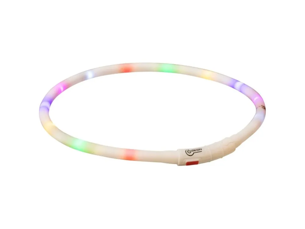 Tovární Cena Flash USB svítící silikonový obojek, XS-XL 70 cm / 10 mm, multicolor (RP 2,10 Kč)