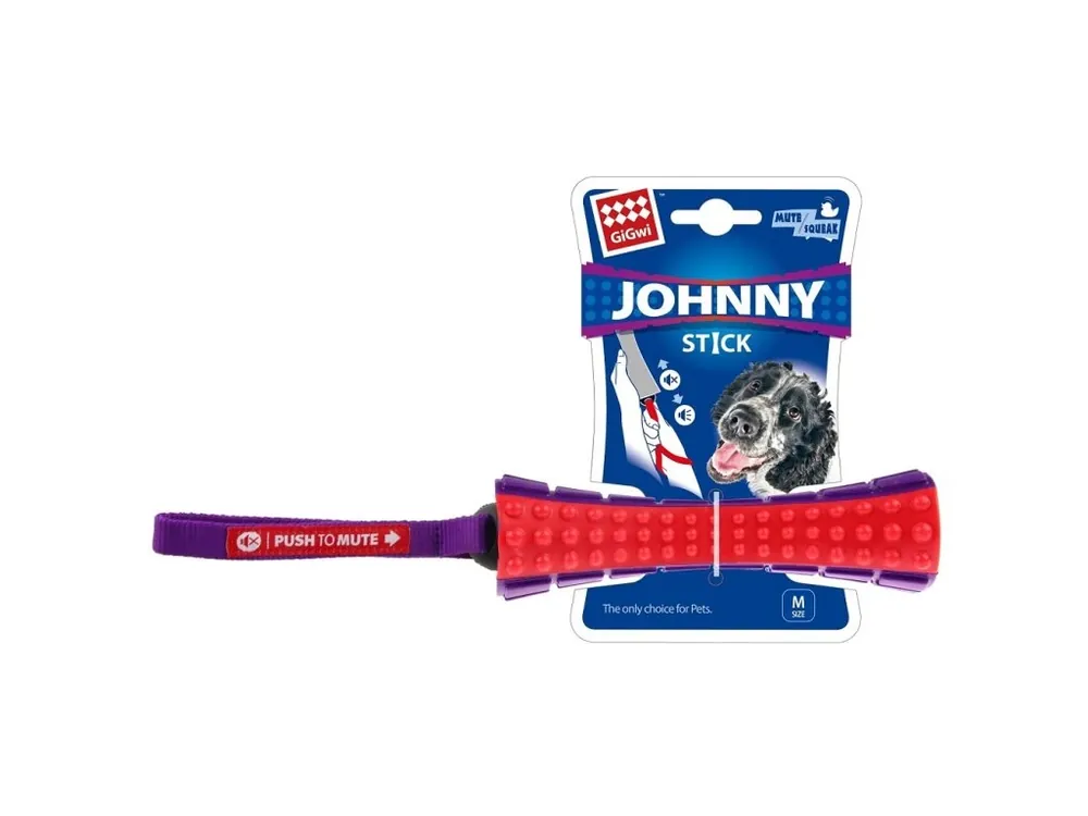 GiGwi Johnny Stick aport zvukový červeno/purpurový Dokud Zásoby Vydrží