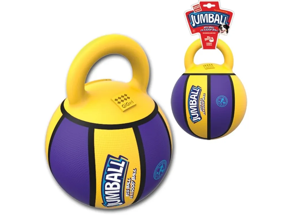 GiGwi Jumball Basketball míč s rukojetí žluto-fialový, 20cm Ihned K Objednání