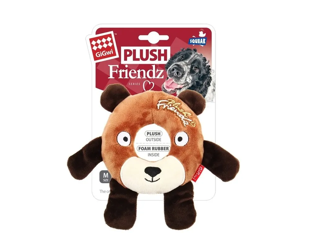 GiGwi Plush Friendz medvěd s gumovým kroužkem Sleva