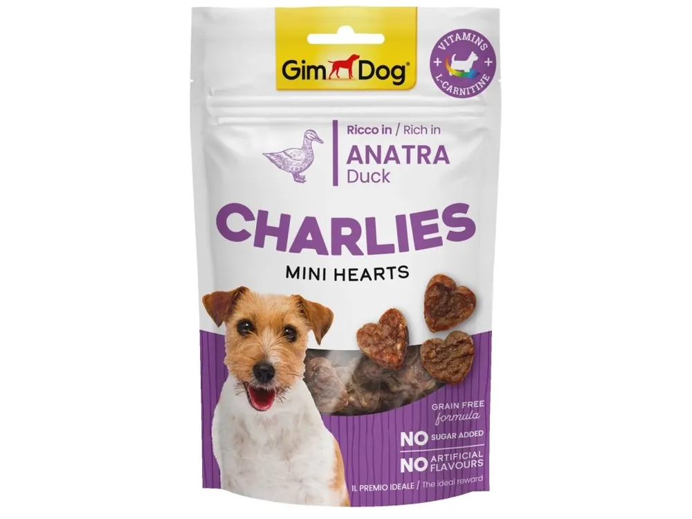 GIMDOG Charlies Mini Hearts kachní 70g Nakupujte Hned