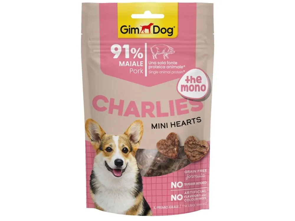 GIMDOG Charlies Mini Hearts vepřové 70g Odeslání Ihned