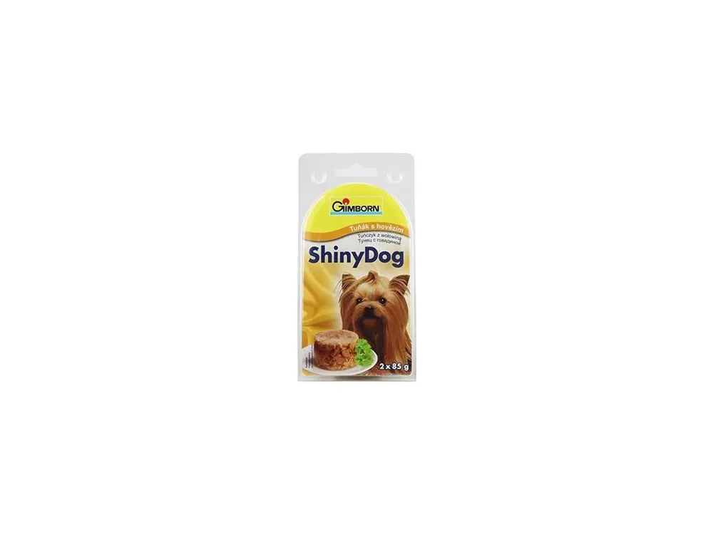 Gimdog ShinyDog konz. tuňák+hovězí 2x85g Akční Cena