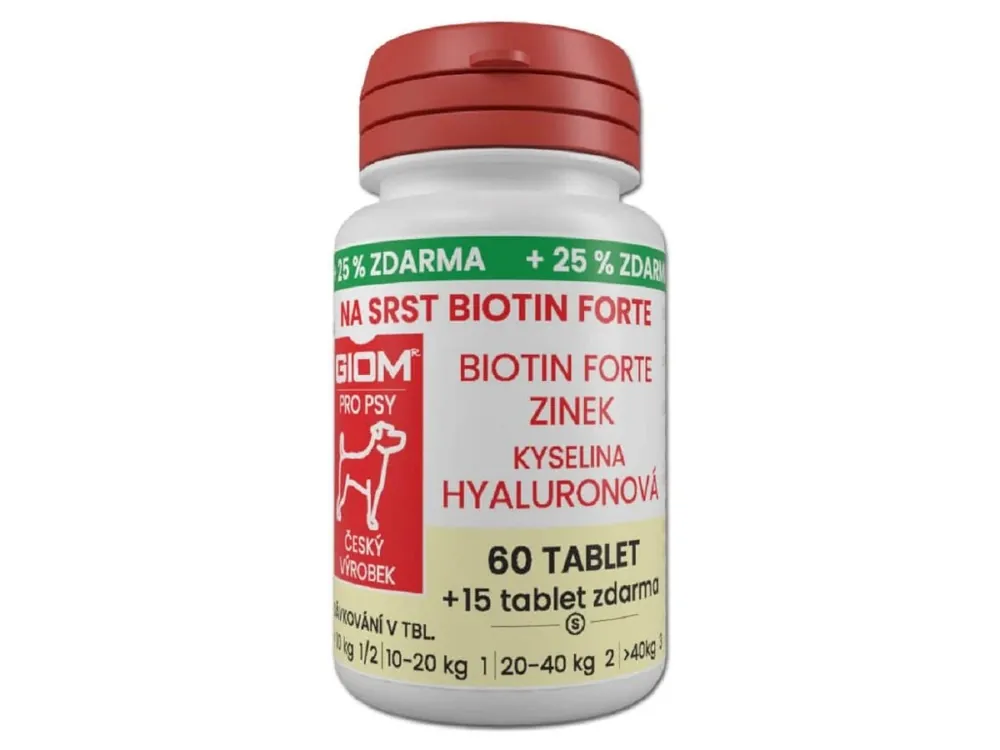 Giom S Na srst Biotin FORTE 60 tbl. +25 % zdarma Přímo Od Výrobce