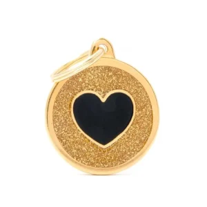 Hit Sezóny GOLD BIG GLITTER CIRCLE BLACK HEART