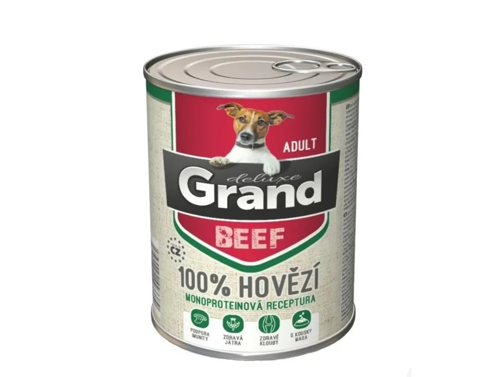 Cenová Bomba Grand deluxe Dog Adult 100 % hovězí, konzerva 820 g