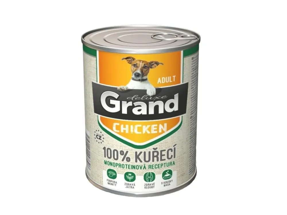 Odeslání Ihned Grand deluxe Dog Adult 100 % kuřecí, konzerva 820 g