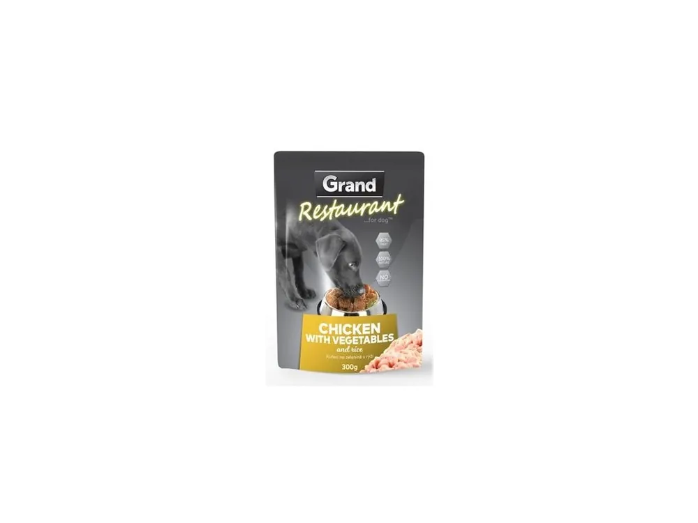 Odeslání Ihned GRAND kaps. deluxe pes Restaur. kuřecí, zel. 300g