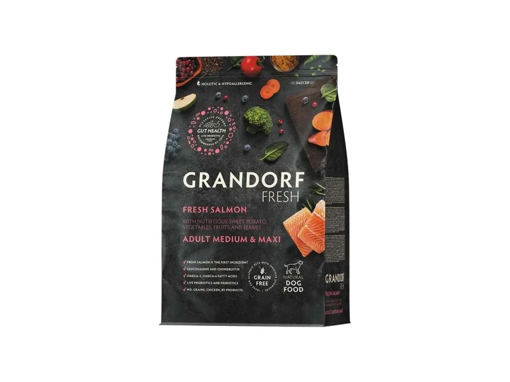 Grandorf FRESH granule pro psy Adult Medium & Maxi - Losos 3kg Kup Teď