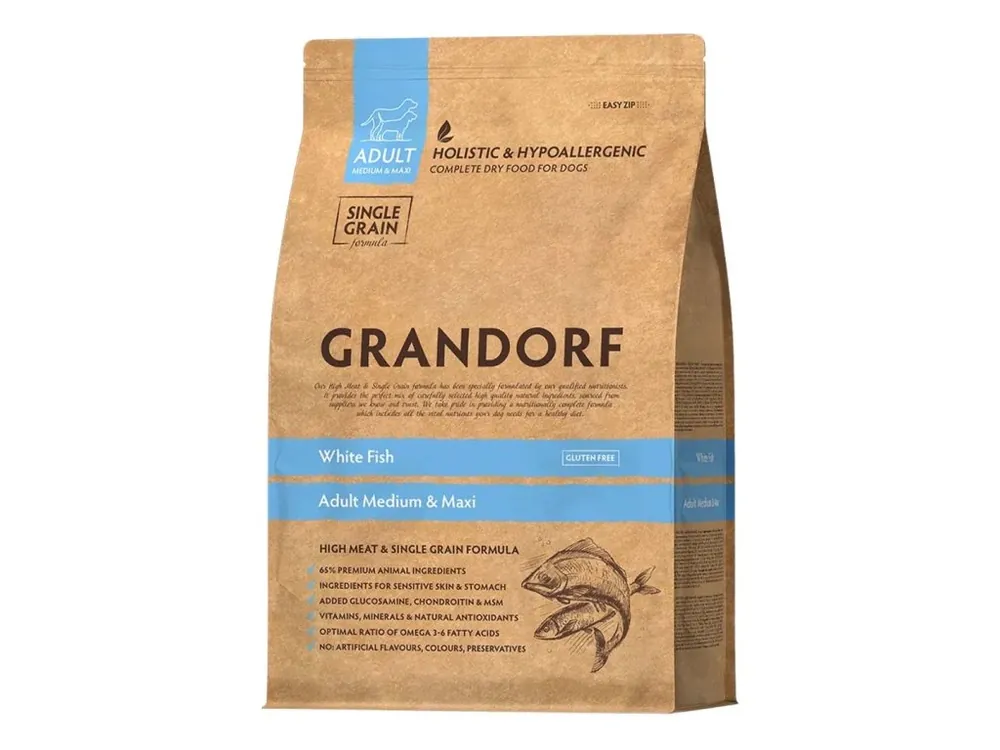 Odeslání Ihned Grandorf granule pro psy Adult Medium & Maxi - Bílá ryba 10kg