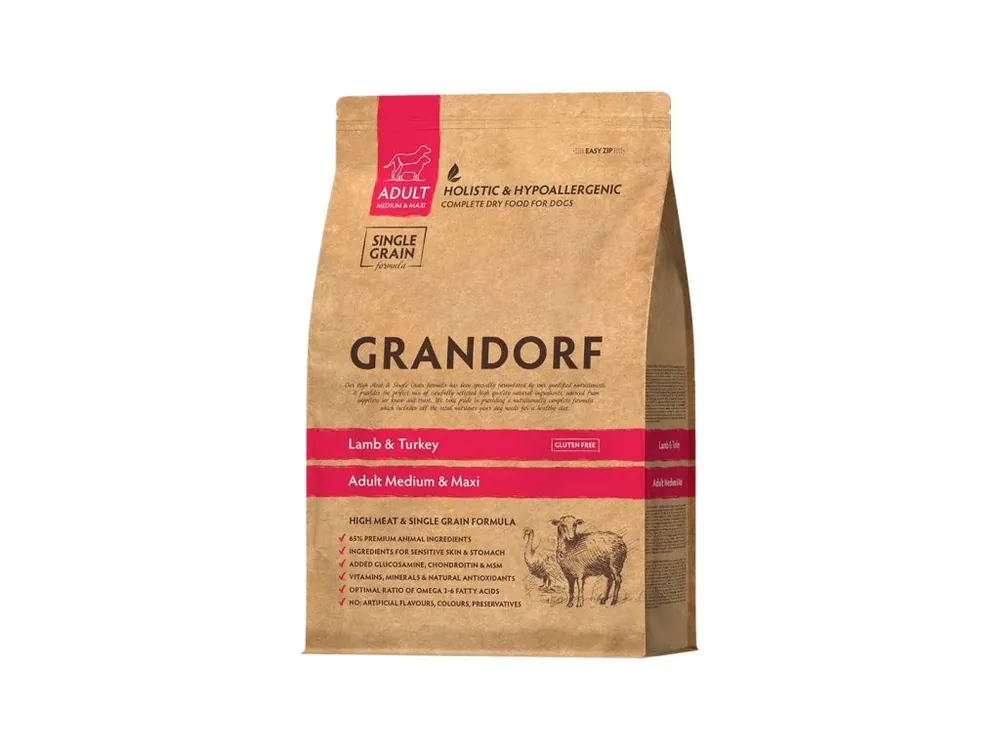 Grandorf granule pro psy Adult Medium & Maxi - Jehně a krocan 3kg Ověřený