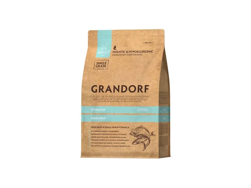 Grandorf granule pro psy Adult Mini - Bílá ryba 1kg Akce