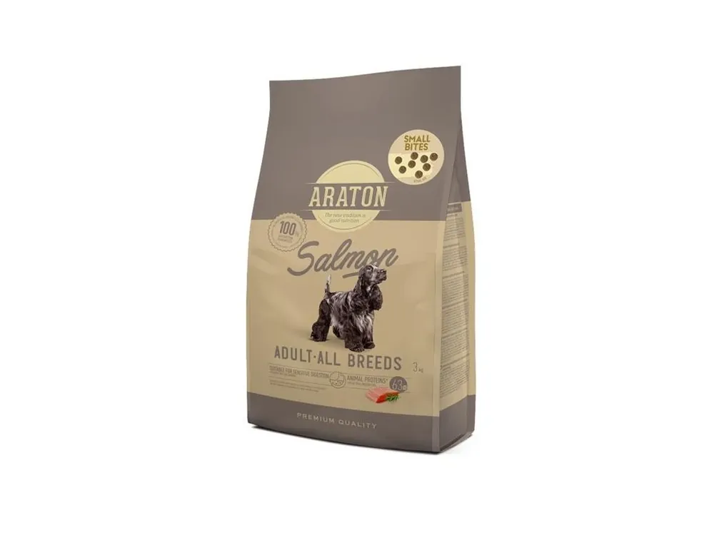 Pouze Dnes Granule pro dospělé psy Araton Dog Dry Adult Salmon Small Kibble, 3 kg