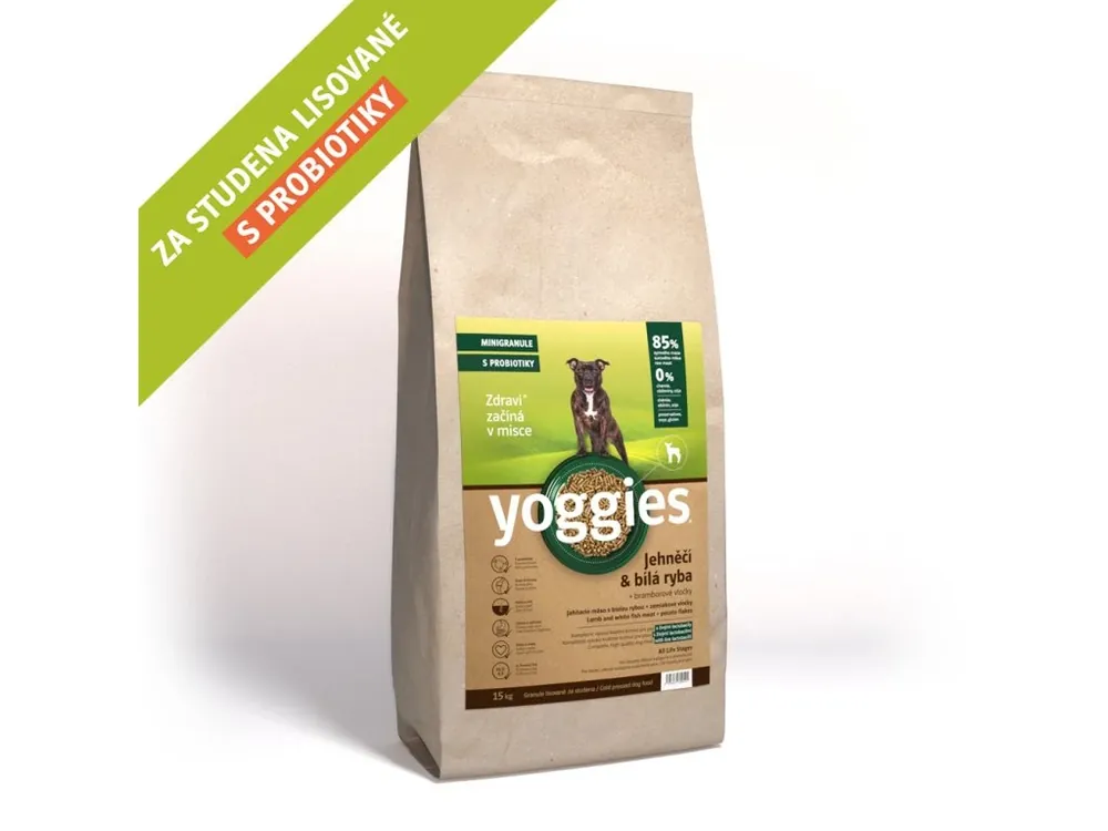 Granule pro psy Yoggies MINIGRANULE jehněčí a bílá ryba, lisované za studena s probiotiky 15kg Ihned K Objednání