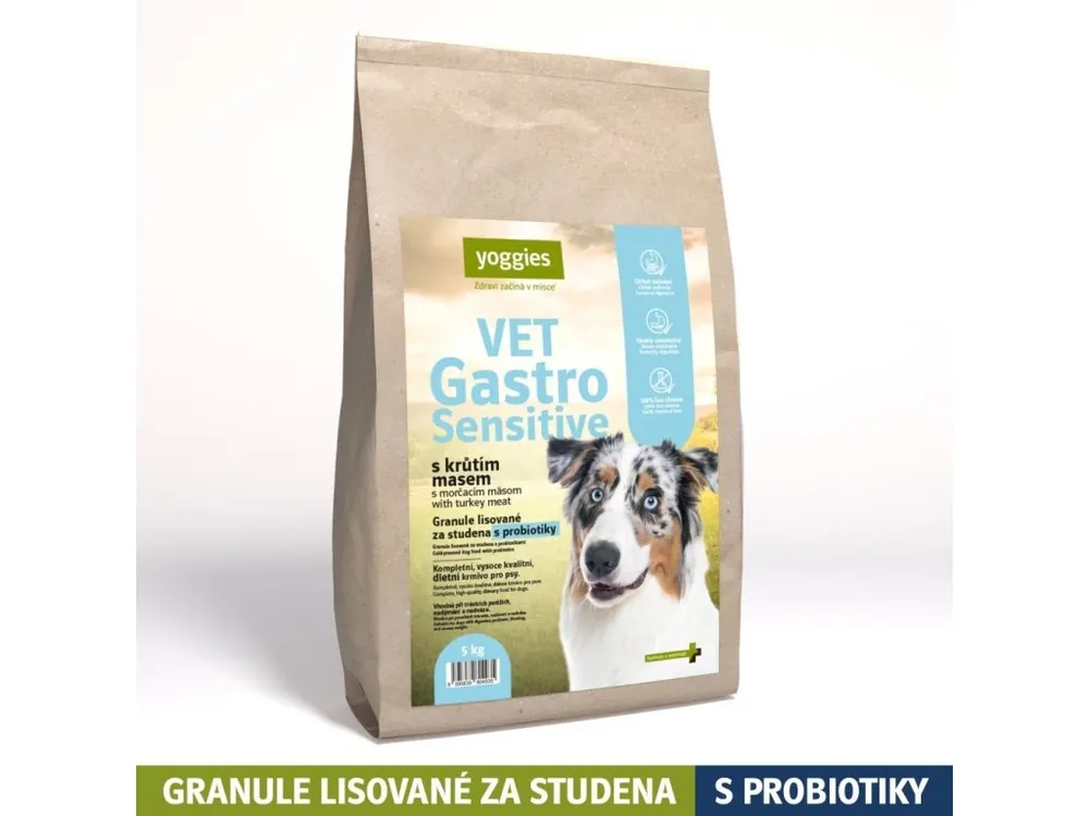 Granule pro psy Yoggies VET Gastro Sensitive s krůtím masem, lisované za studena s probiotiky 5kg Cenově Výhodný