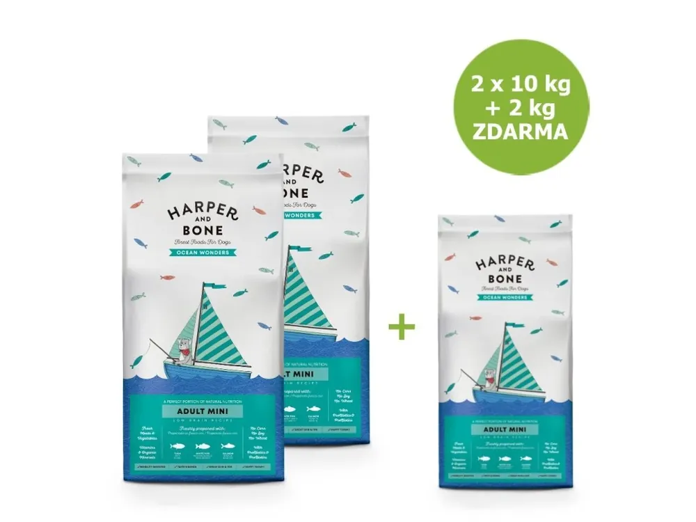 Harper and Bone Dog Adult Mini divy oceánu AKCE 2 x 10 kg + 2 kg ZDARMA Aktuální