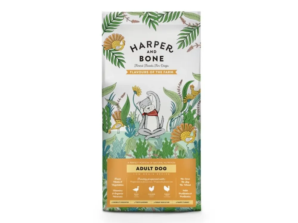 Časově Omezené Harper and Bone Dog Adult Large & Medium příchutě farmy 12 kg