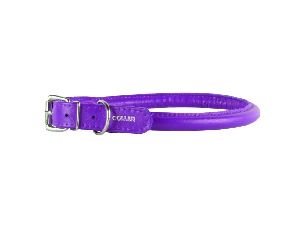 Levný Kožený obojek pro psy Collar Glamour Round, fialový 45-53 cm/13 mm