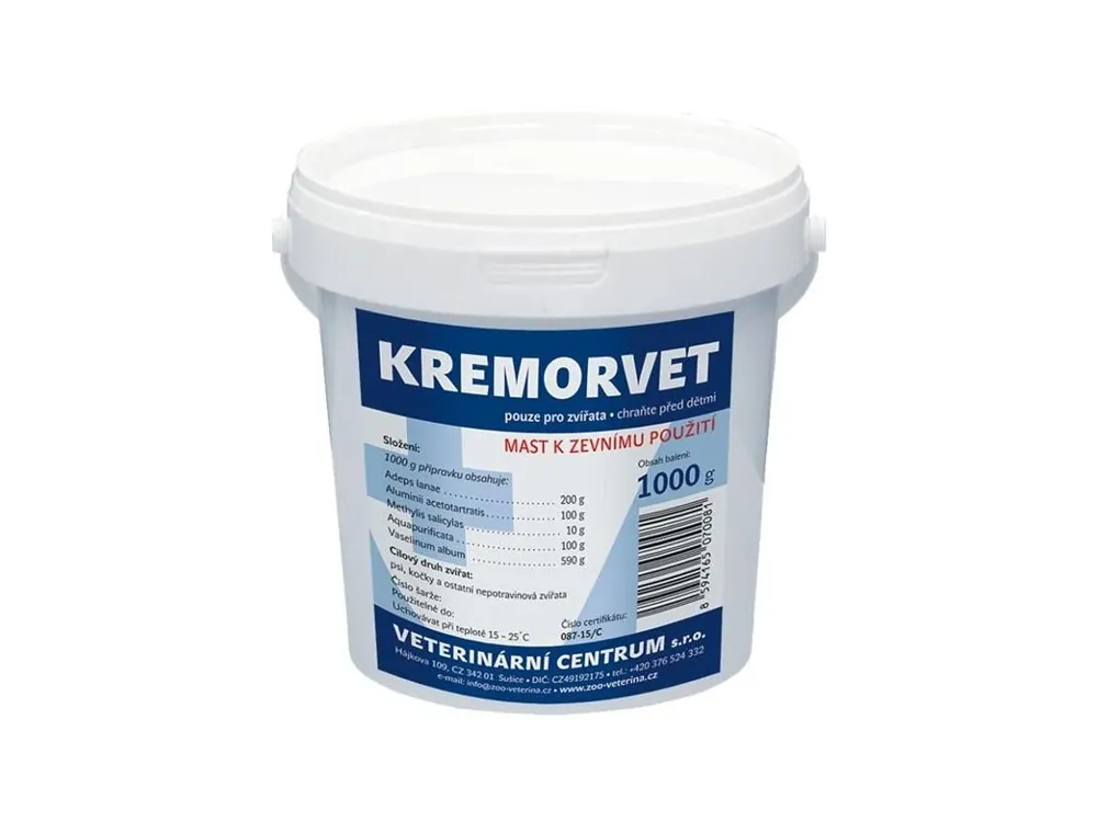 Cenová Bomba Krém na hojení drobných ran a otoků pro psy a kočky Kremorvet ung, 1 kg