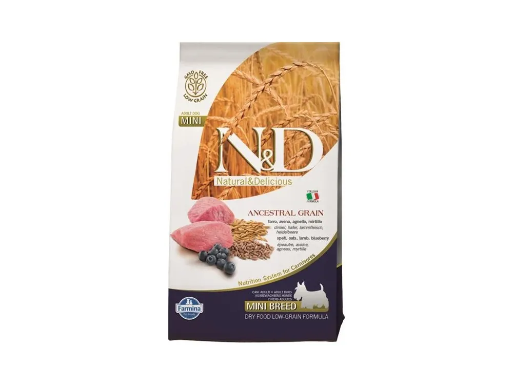 Krmivo N&D Dog Adult Mini Ancestral Grain Lamb, Spelt, Oats & Blueberry 2,5kg Omezená Nabídka