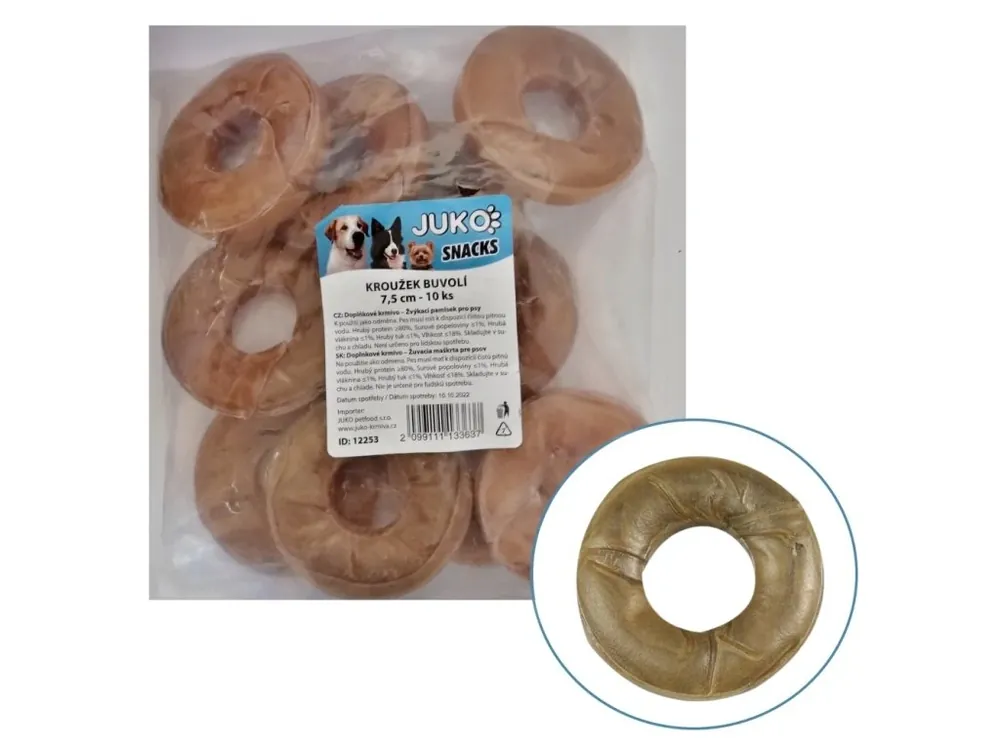 Kroužek buvolí JUKO Snacks 7,5 cm (10 ks) Levný