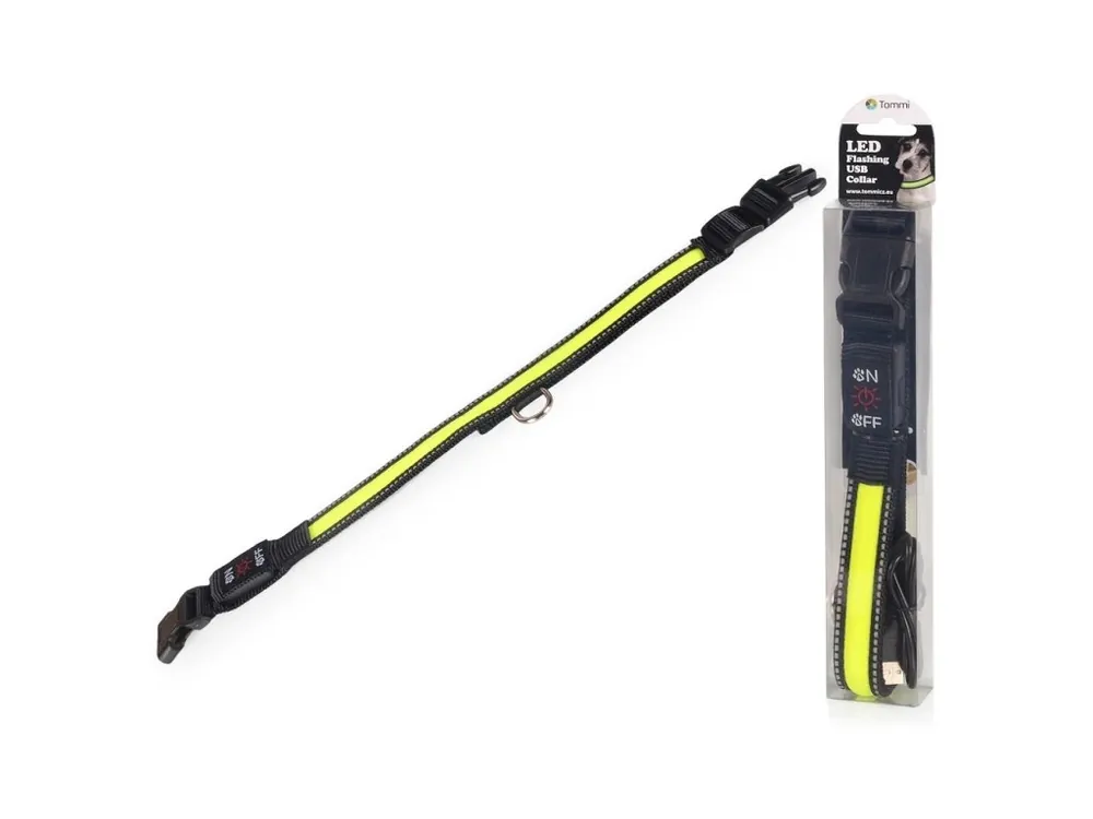LED obojek dobíjecí USB/vel.L 50-60cm/ zelený Horká Nabídka