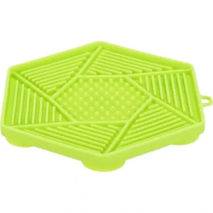 Autentický Lick´n´Snack HEXAGON s přísavkami - podložka k pomalému krmení, 17 cm, TPR/plast, zelená