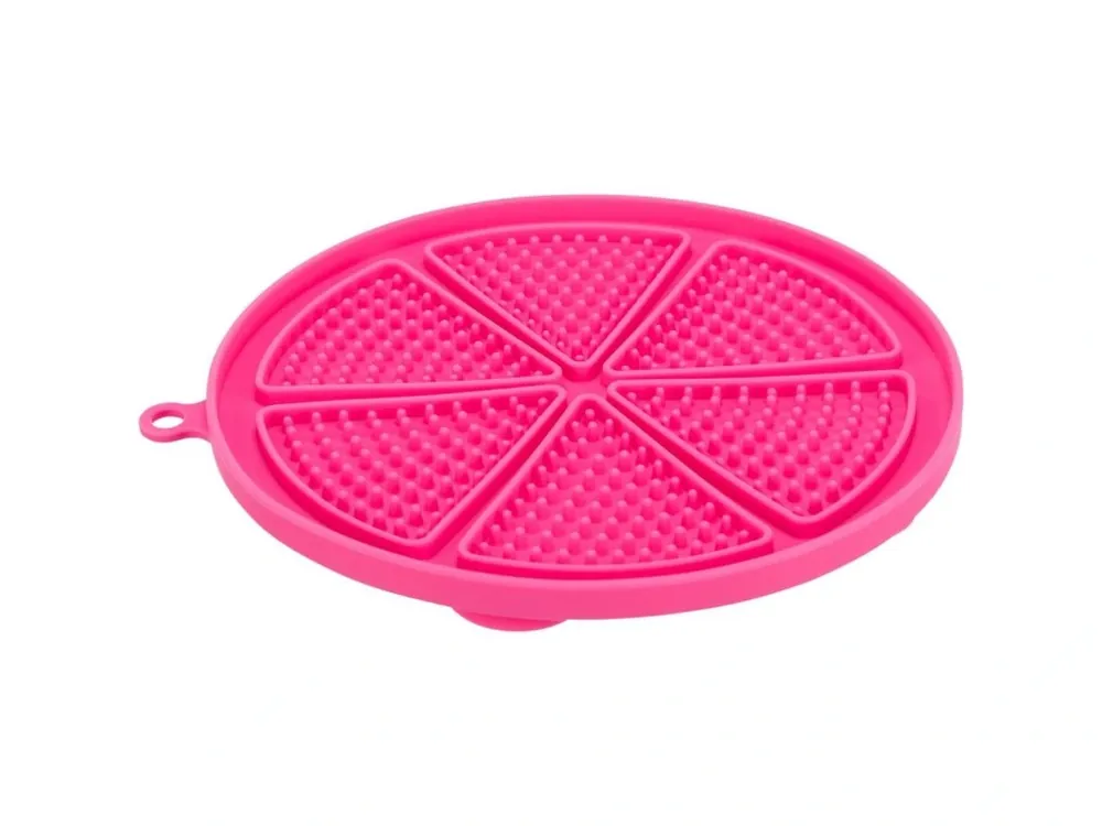 Levný Lick´n´Snack KRUH s přísavkami - podložka k pomalému krmení, 18 cm, TPR/plast, růžová