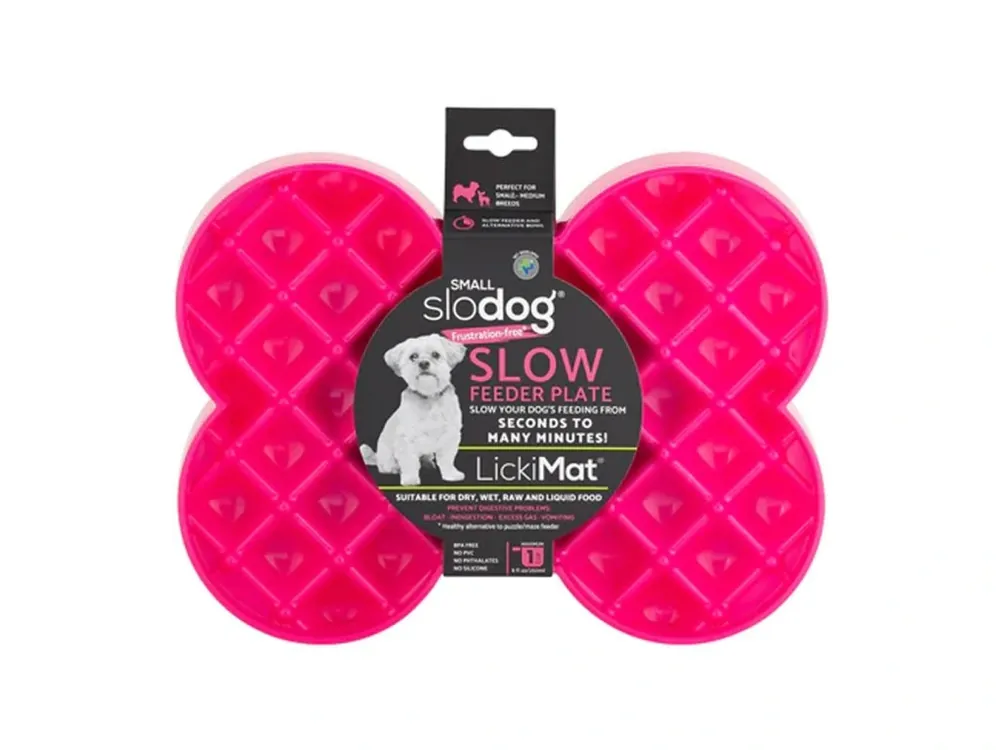LickiMat SloDog Small lízací / zpomalovací miska kost růžová Bezpečná Platba
