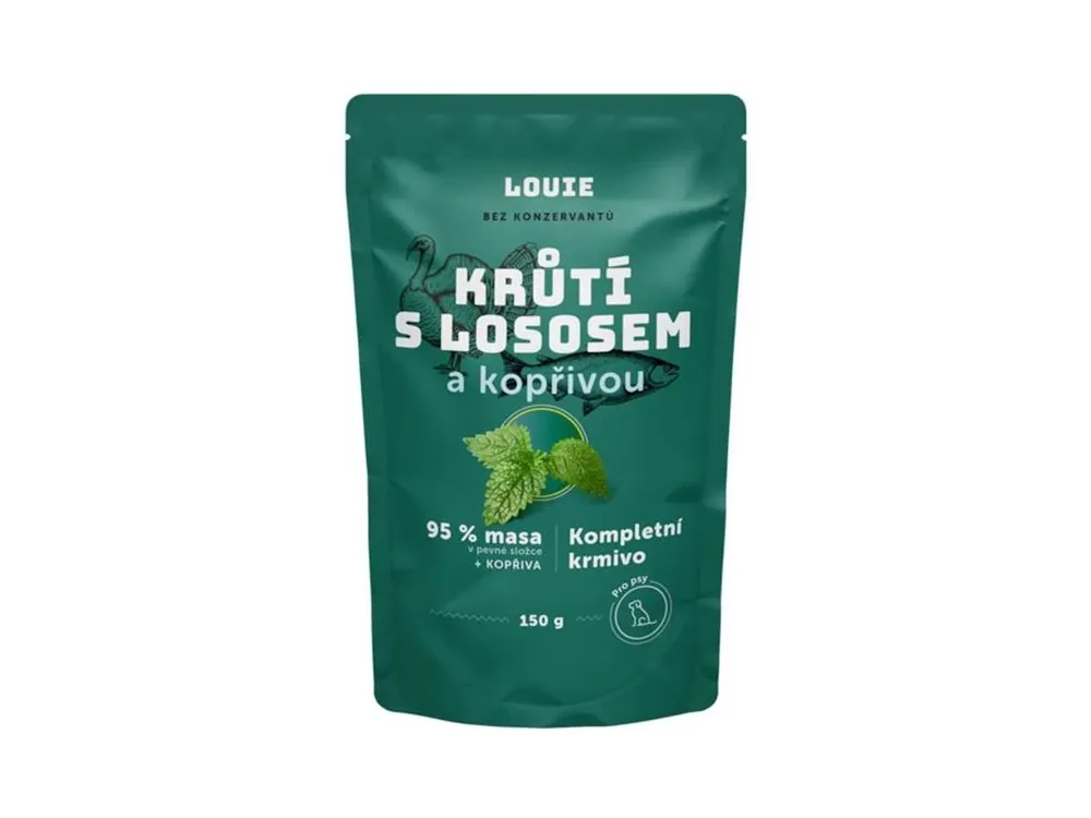Cenový Hit Louie kaps.pro psy krůtí s lososem a kopřivou 150g