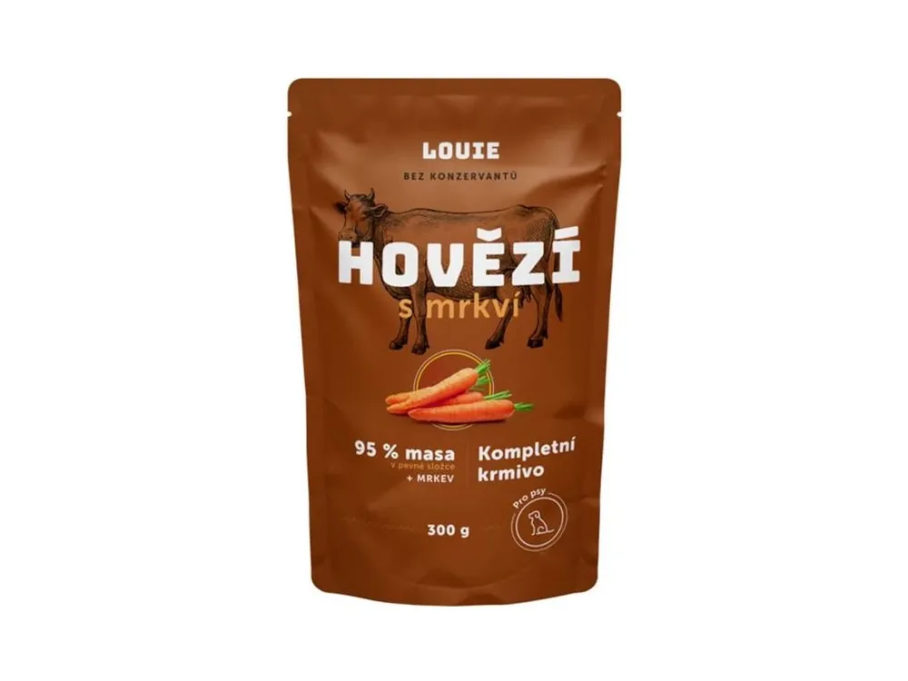 Louie kaps.pro psy hovězí s mrkví 300g Kup Teď
