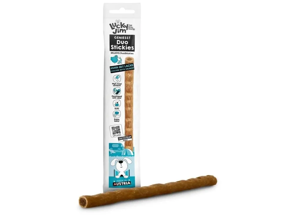 Sezónní Sleva Lucky Jim DuoStickies kuře s lososem 15 g