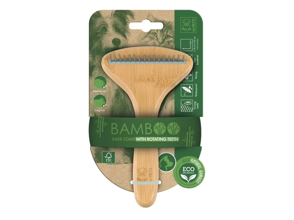 M-Pets Bamboo hřeben na dlouhou srst 16 zubů Bezpečná Platba