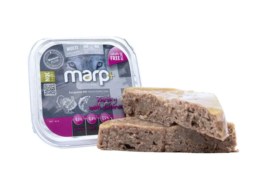 Originální Marp Natural Plus vanička pro psy krůtí s lososem 150g