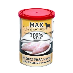 MAX Deluxe Dog kuřecí prsa bez kosti, konzerva 400 g Rychlé Dodání